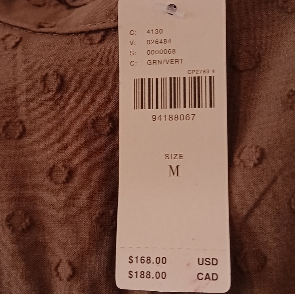 Anthropologie Pilcro Long Sleeve Mock Neck Swing Mini Dress in Green Brown M New - Picture 5 of 11